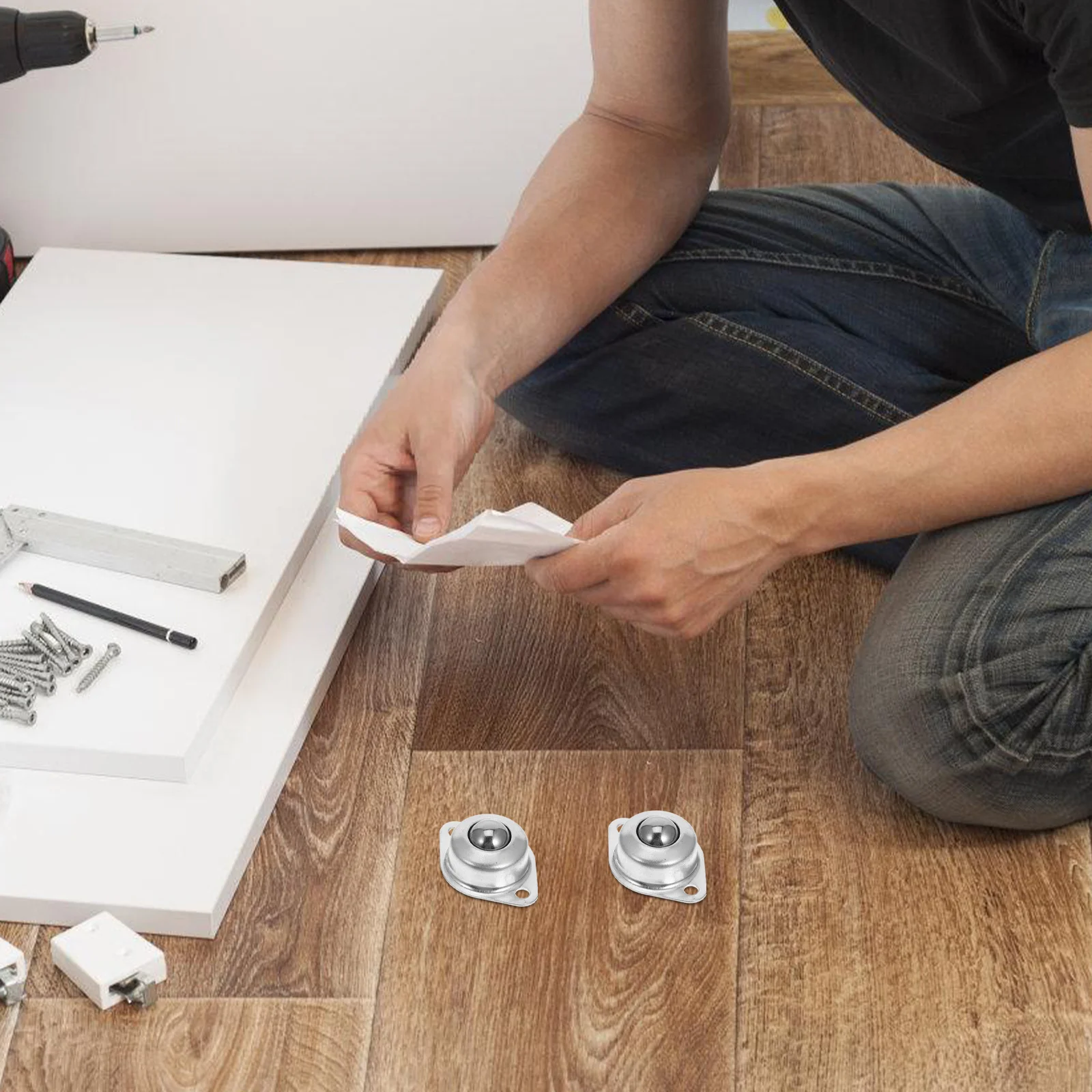 8pcs Metal Casters Ball Transfer Bearing Carbon Steel Round Low Profile Caster Wheels For Furniture Shelves Toolboxes 360 Degree