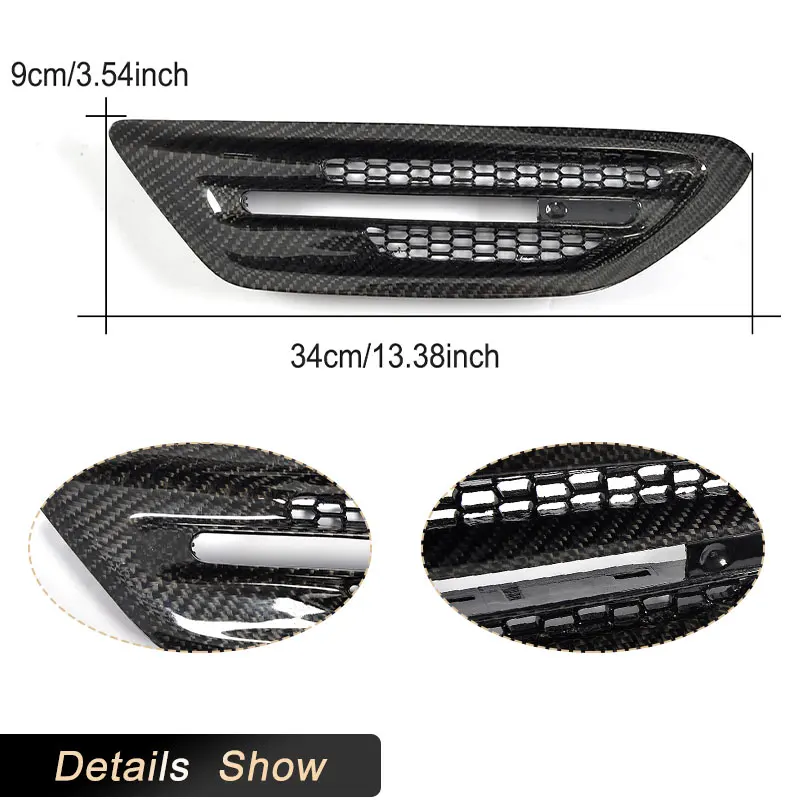 ألياف الكربون الجبهة الحاجز غطاء فتحة التهوية الزخارف لسيارات BMW 5 Series F10 M5 سيدان 2010-2017 سيارة الجانب إشارة غطاء شبكة طقم هيكل الشواية #5