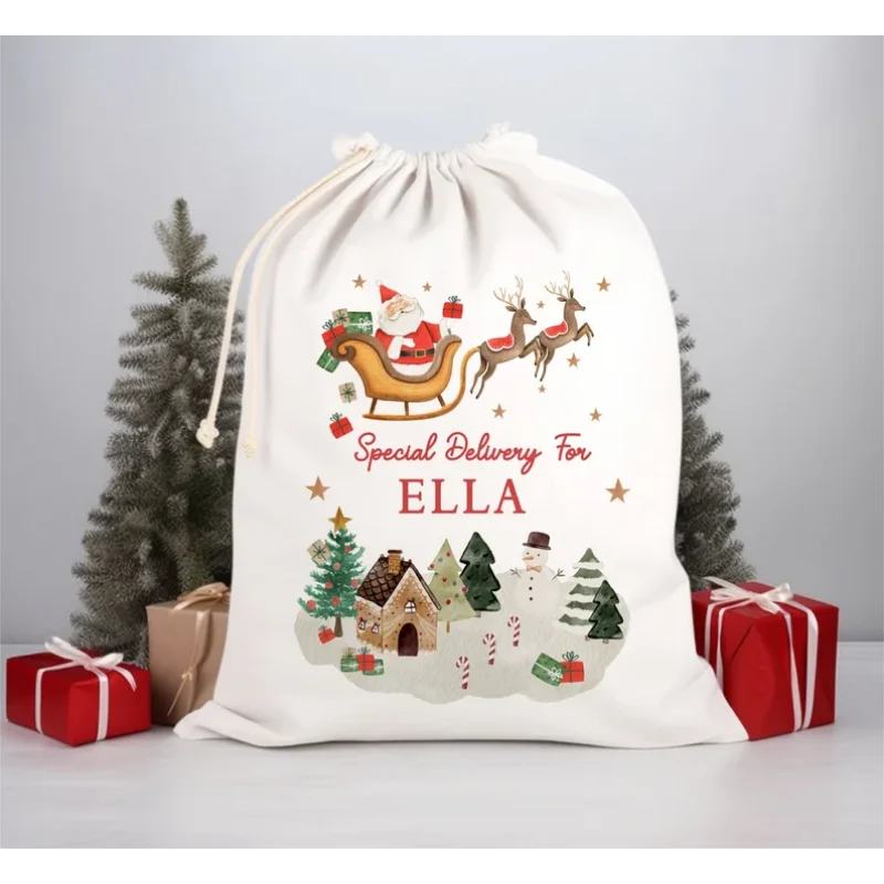 Sacco di babbo natale personalizzato nome personalizzato sacco di natale Eve Box Baby First Christmas Christmas Gift Bag Kids Toy Sack Gift