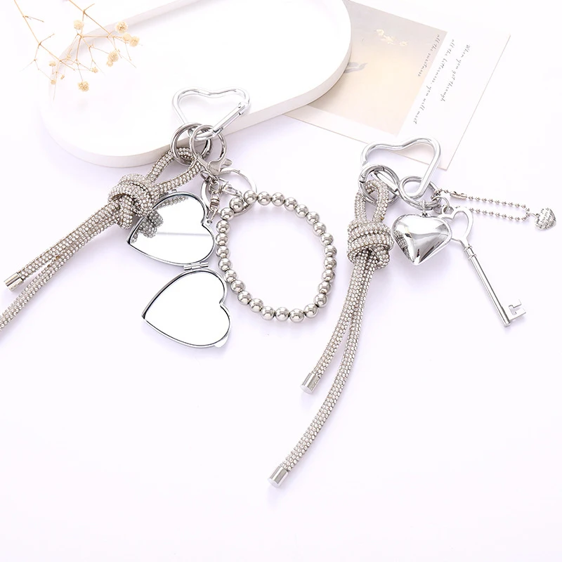 Bonito coração telefone charme moda pingente chaveiro universal telefone móvel anti perda cordão requintado mochila decoração presentes
