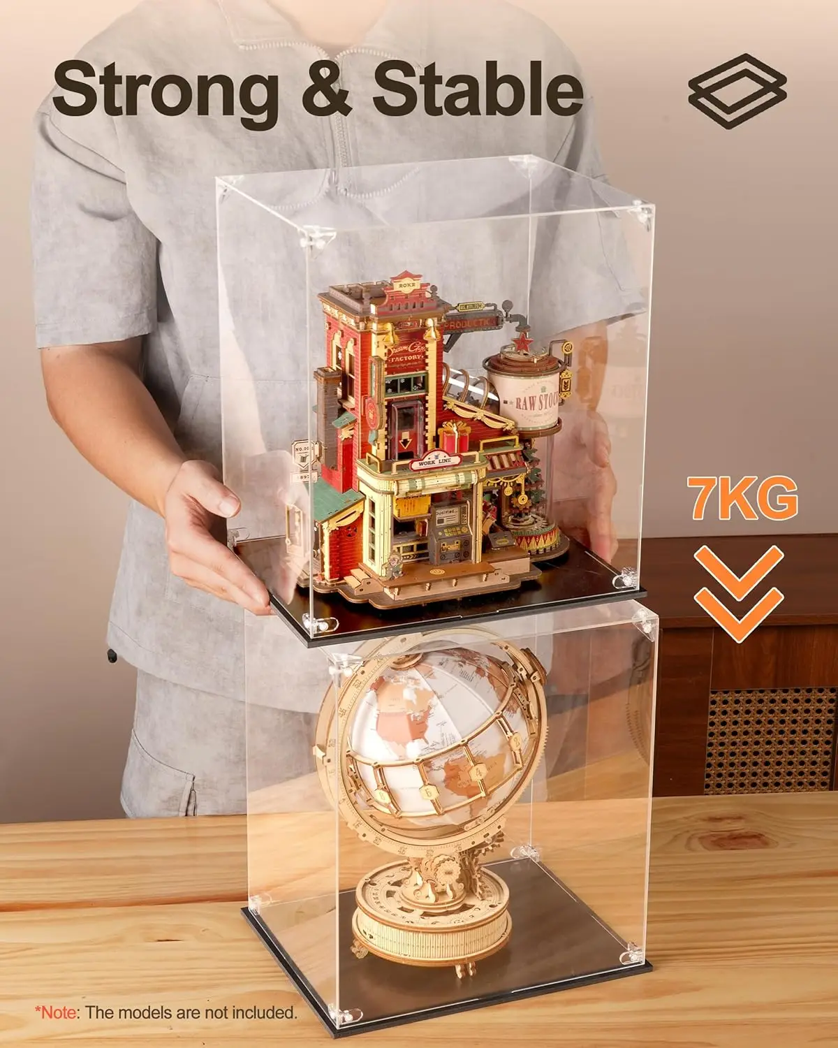 Robotime Rokr – vitrine transparente anti-poussière, pour figurines à collectionner, modèles de jouets, boîte de rangement pour la maison, RFM04