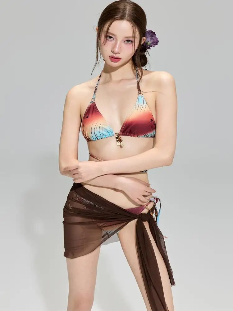 

Loka Art Original 2025 Print Sexy Slimming Hot Spring Vacation Beach Two-Piece Swimsuit Women's Triangular Separate Swi...