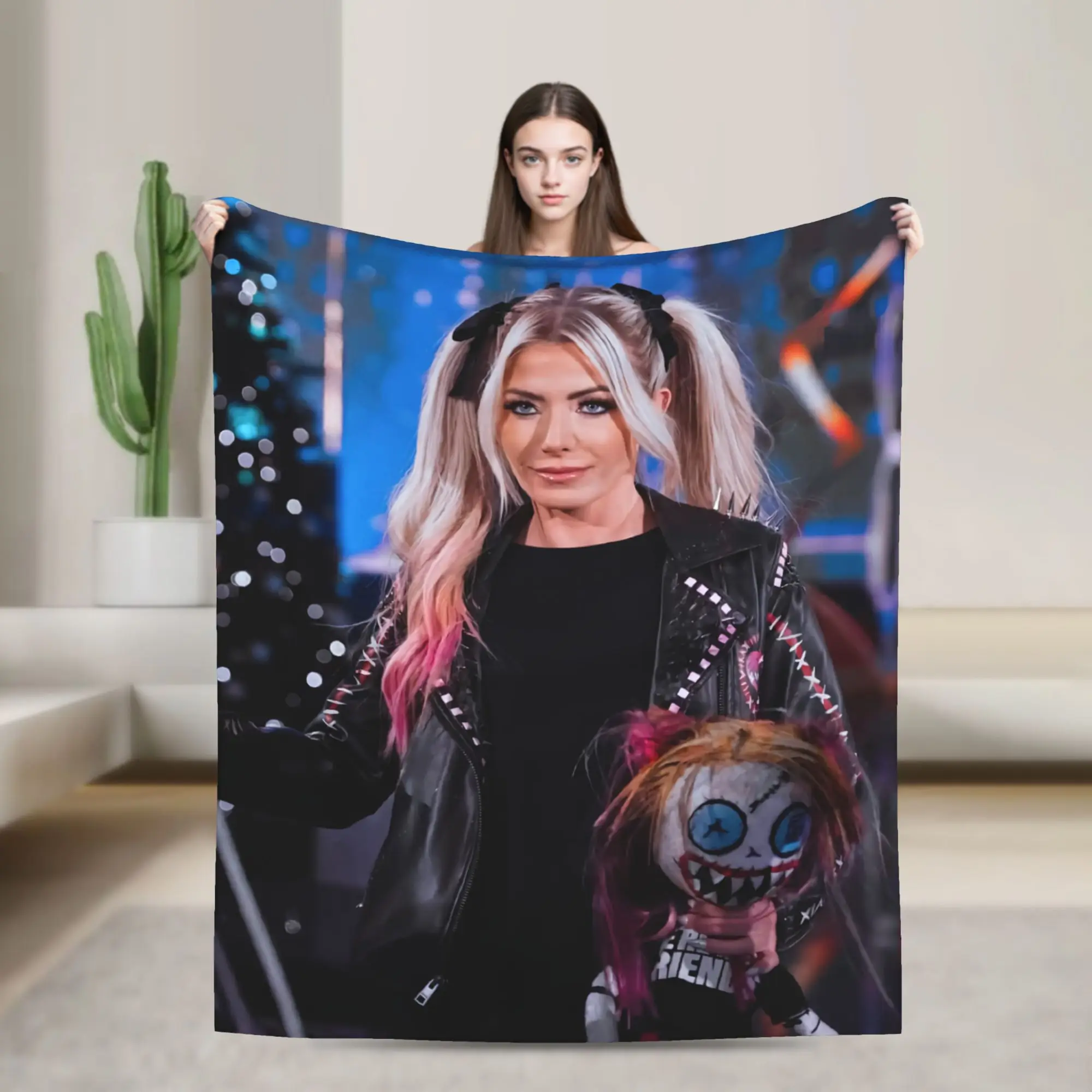 A-Alexa Bliss Print Blanket For Men Women Warm Cozy Fluffy Wrestler  Throw Blankets for Living Room 50x60 Inches Multiple Sizes