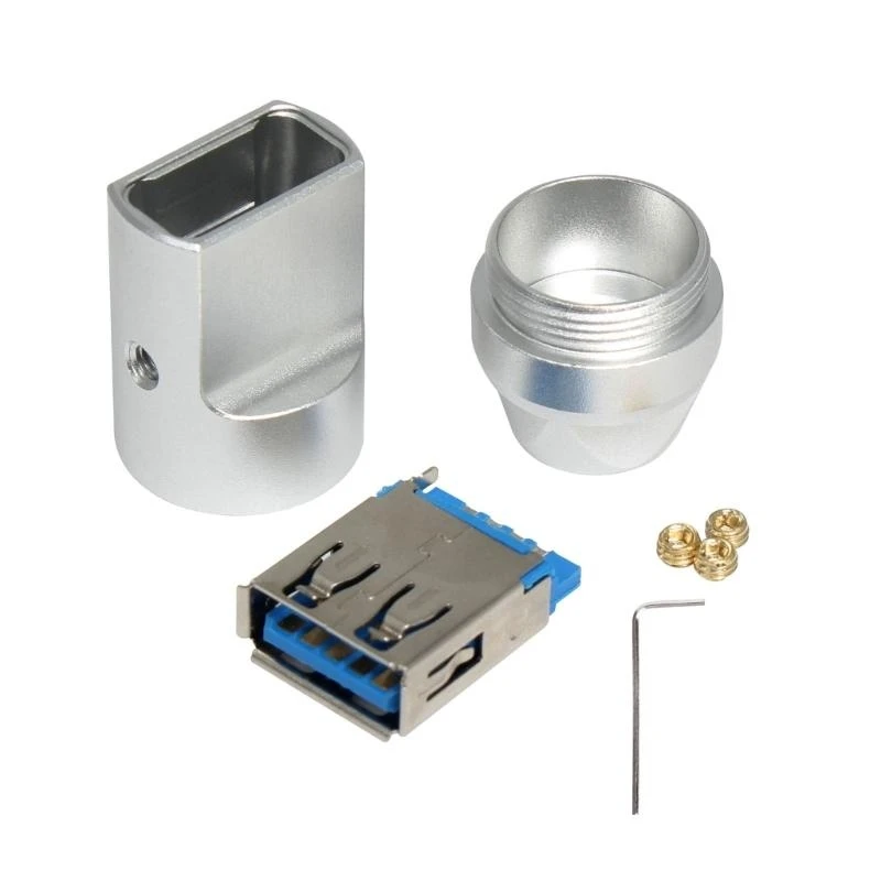 Aluminum Alloy USB3.0 Type A Female Receptacle Connector Solder Type USB Socket