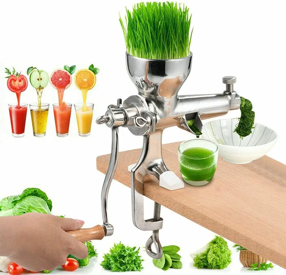 Manual Wheatgrass Juicer Extractor, Stainless Steel Juicer for Wheat Grass Celery Kale Spinach Parsley Pomegranate Apple Grapes