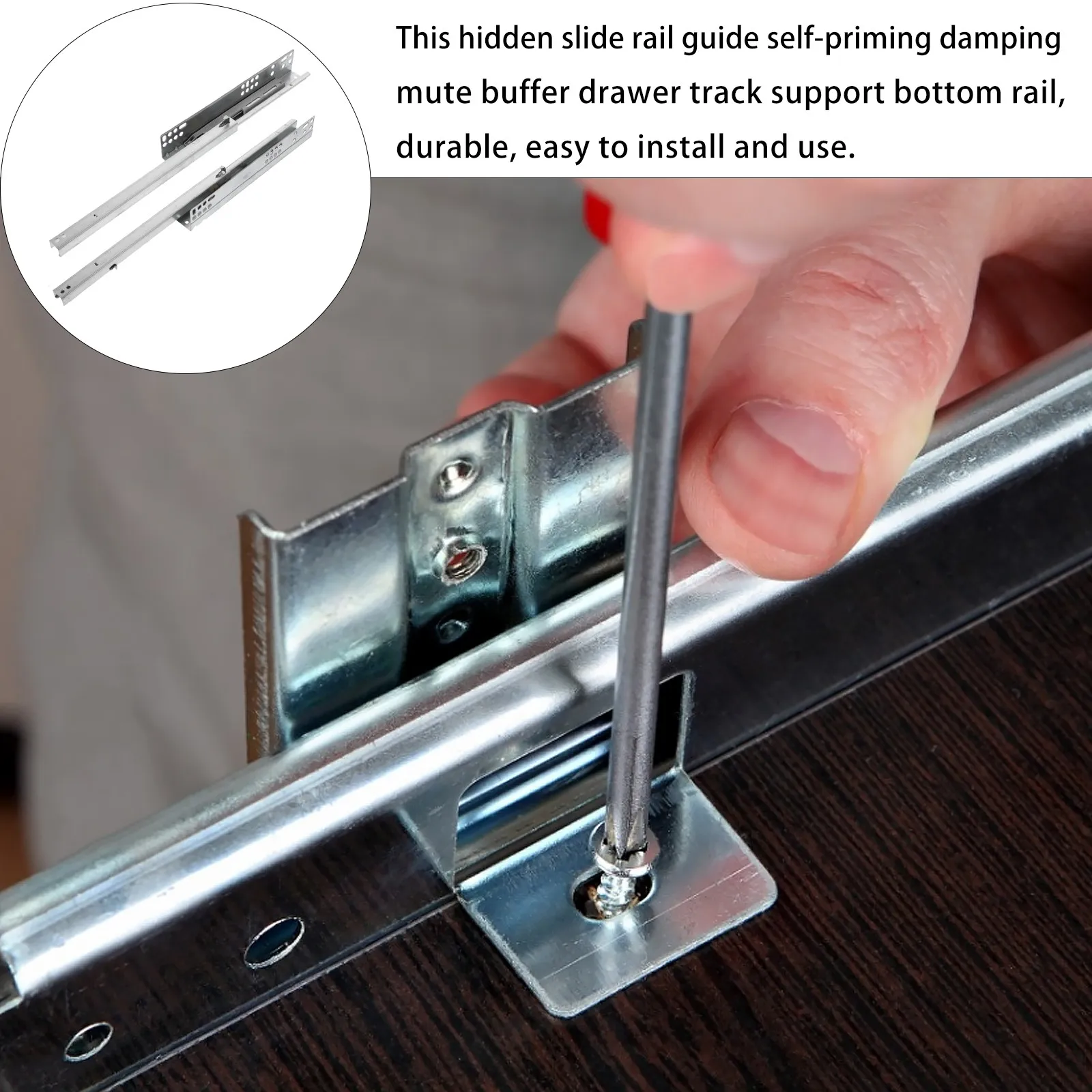 2Pcs Drawer Slide Rails Cold Rolled Steel Heavy Duty Silent Buffer Drawer Runner Slides Mute Damping Rust Resistant Two-Section