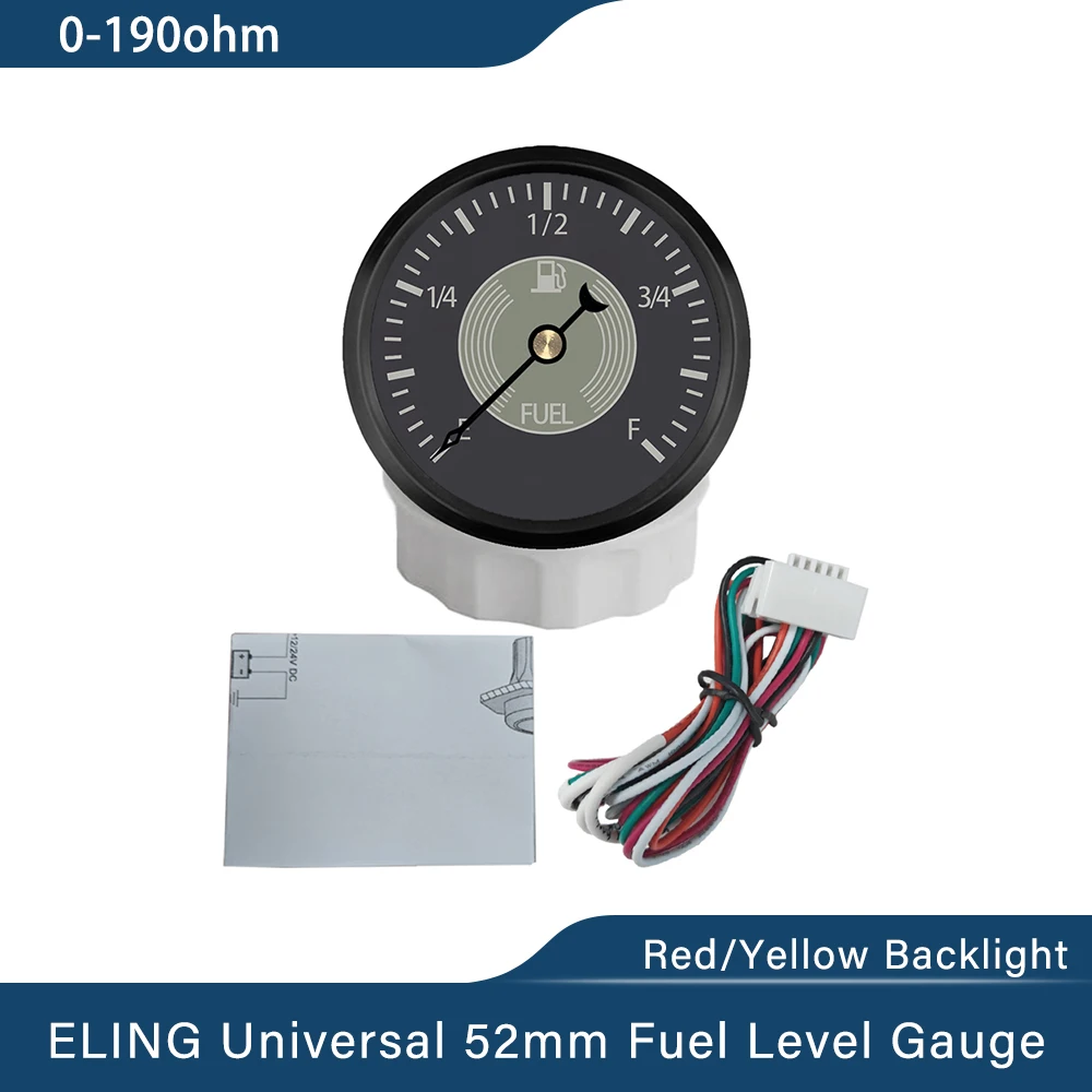

Датчик уровня топлива ELING 52 мм, 0-190 Ом, с красно-желтой подсветкой, для грузовиков, судов, 12В/24В, для авто, телевизоров, фургонов