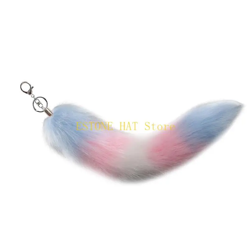 

49MF Foxes Tail Keychain Furry Wolf Tail Keyring Cosplays Toy Foxes Costume Bag Hangings Charm Pendant Handbag Accessorise