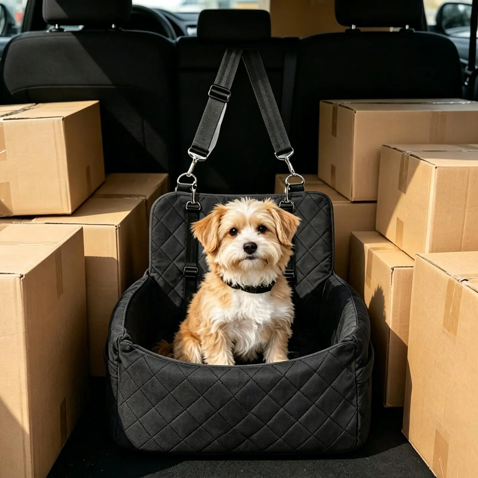 Car Seat For Small Dogs Non-Slip Washable Plush All-Weather Detachable Car Seat For Puppies For Truck Sedan Pickup RV Family