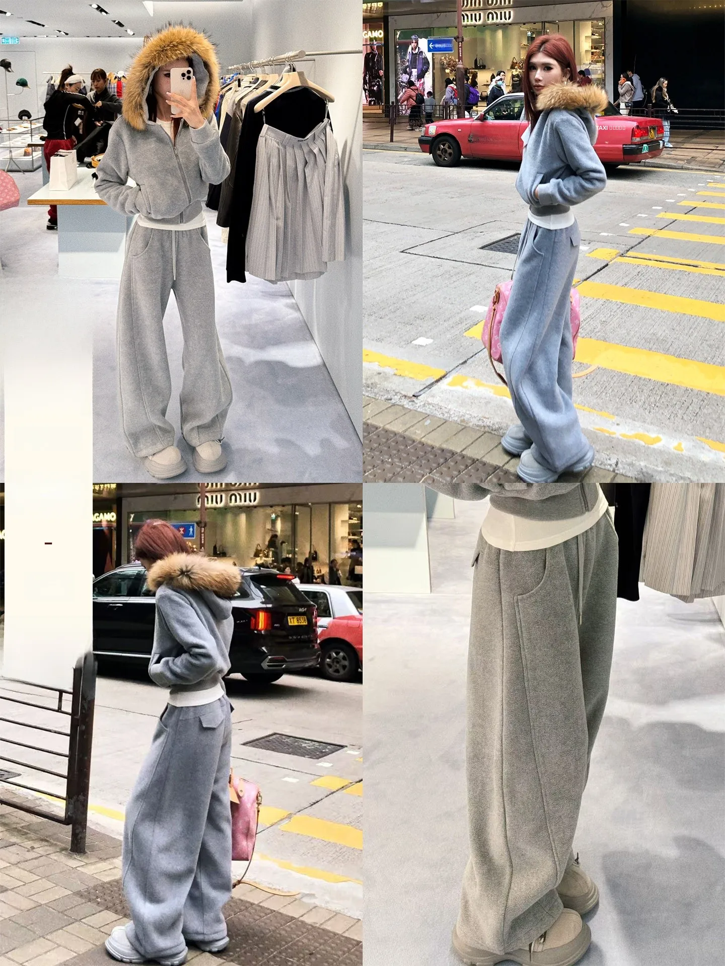 

Утепленный женский модный комплект в американском студенческом стиле: пальто с воротником из соболиного меха, свободный крой, осенне-зимняя повседневная одежда