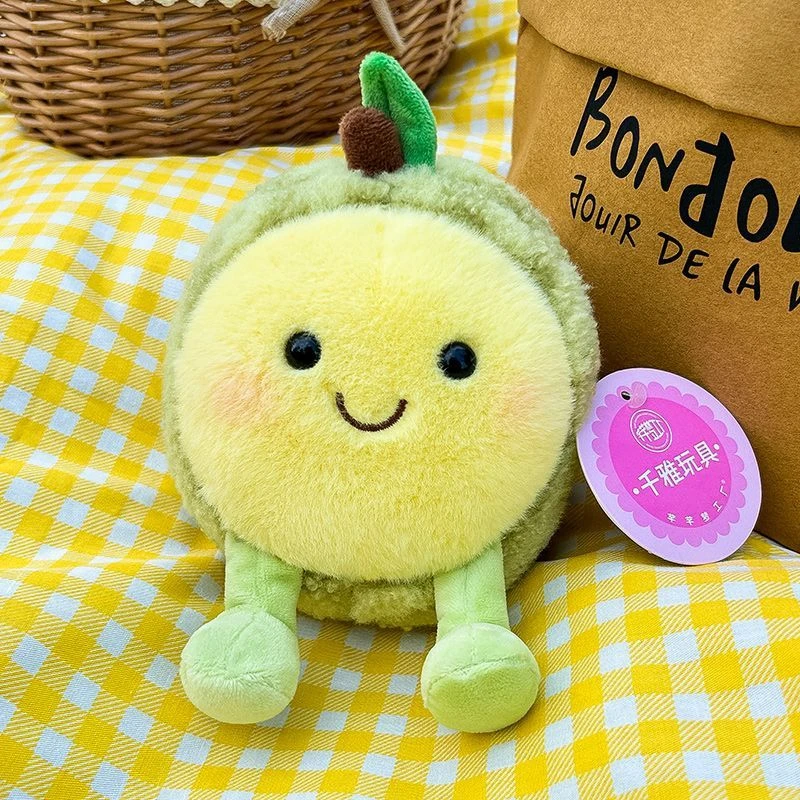 Jouet en peluche de fruits Durian mangosteen de 14CM, décoration de bureau, poupée de fruits apaisante pour le cadeau d'anniversaire de votre enfant