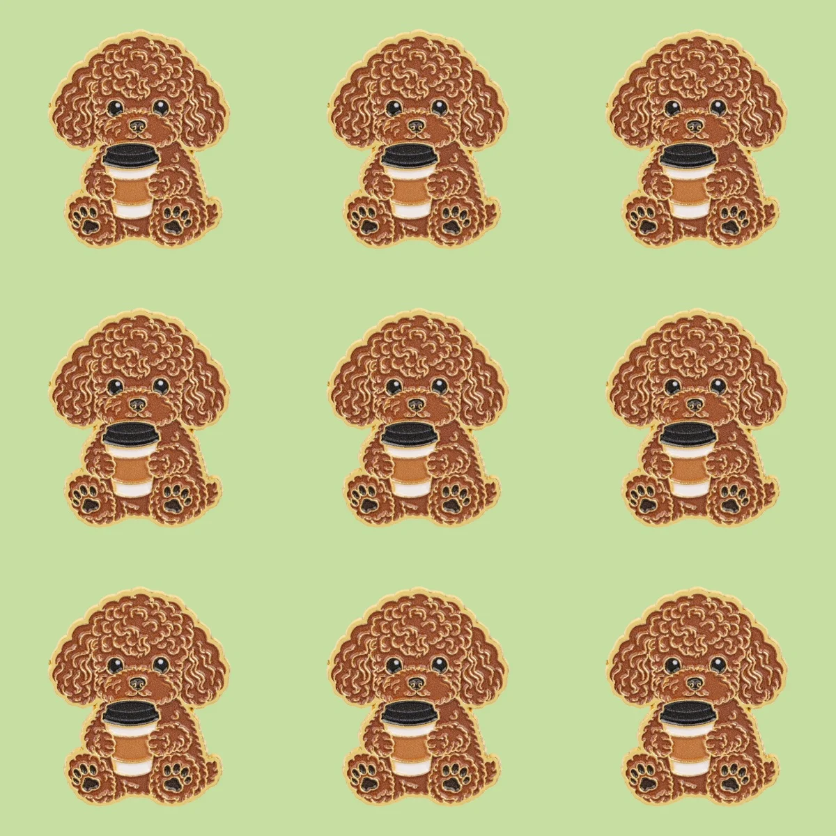 9pcs/Set Cute Dog Enamel Pin Coffee Curly Hair Puppy Brooch Pines Lapel Pins Badge on Backpack Accessories Jewelry Friends Gift