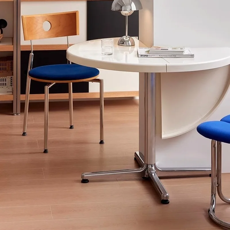 Folding table Multifunctional round table Dining  Vintage semi-circular special-shaped designer household dining