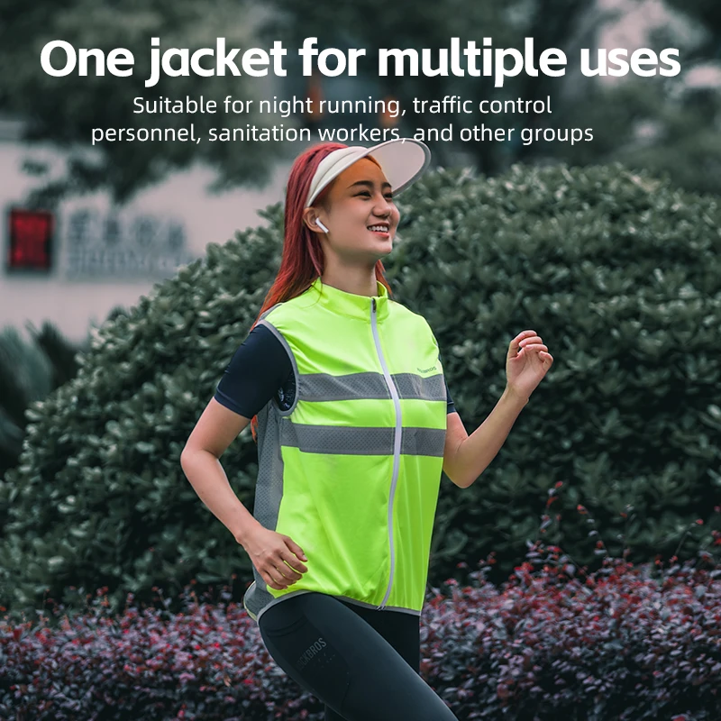 ROCKBROS Sport Reflective Vest Ventilation Safety Vest Motorcycle Reflective Vest Breathable Sleeveless Cycling Reflective Vest