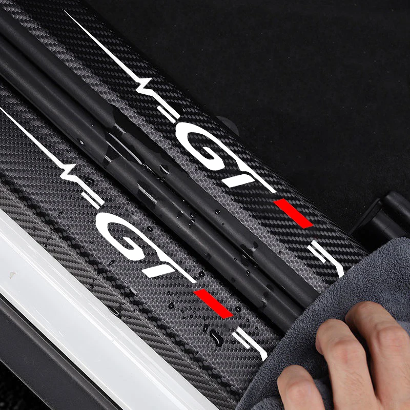 Car Interior for Peugeot GT GTI GTLine 301 307 107 207 3008 308 208 2008 206 Door Threshold Protective Film Trunk Sill Stickers view 5