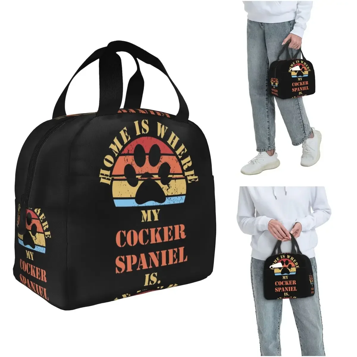 Isolierte Lunchtasche mit lustigem Zitat für Hundebesitzer, COCKER SPANIEL Hunde, für Damen und Kinder, tragbare Lebensmittelboxen, Thermo-Lunchbox-Tragetasche