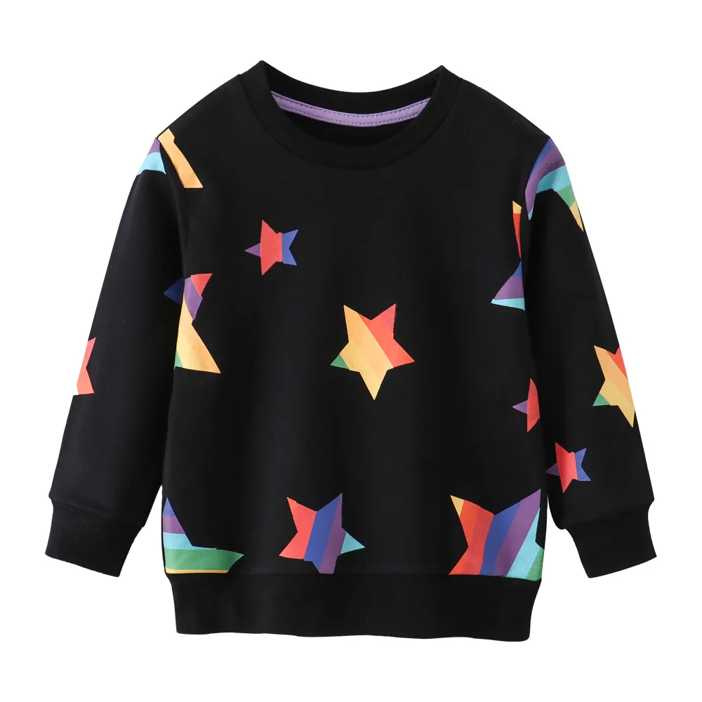 العسل جديد بنين بنات بلوزات مع النجوم طباعة أزياء الأطفال ملابس الطفل الاطفال مقنعين القمصان لخريف #1