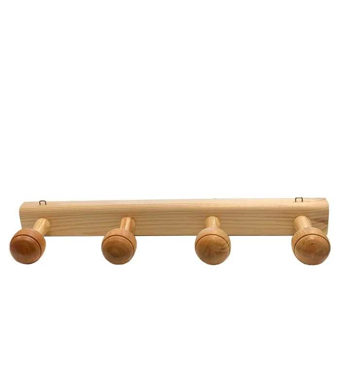 Tradineur 4 knobs with 5.2x45.1x10.3 cm door hooks wooden rack for coats and hats, est