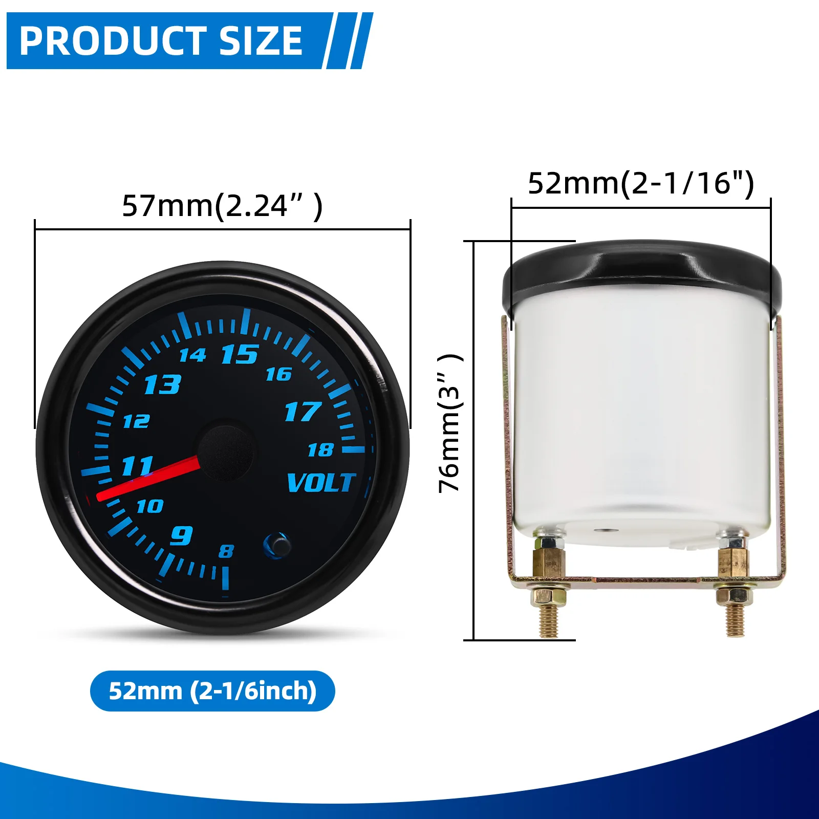7 Color Backlight 52mm Water Temp Oil Temperature Oil Pressure Gauge Voltmeter EXT Temp Tachometer RPM Gauge Boost Gauge PSI BAR