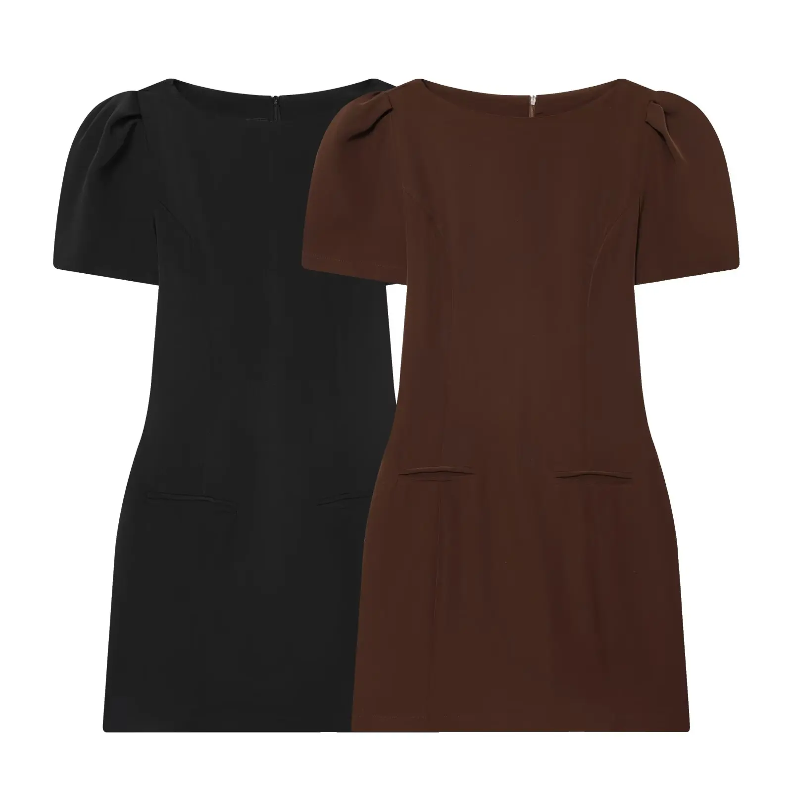 Faionable ort Pleated ket Dr Women's High Waist H-Line Polyester Bubble Sve Regular Thin Ci Commute