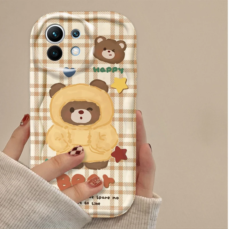 جميل القهوة الدب قضية الهاتف ل Xiaomi POCO X7 X6 X5 X3 NFC F7 الترا F6 F5 برو F4 F3 GT M5S C65 C75 M3 M4 M5S M6 M7 برو 4G 5G