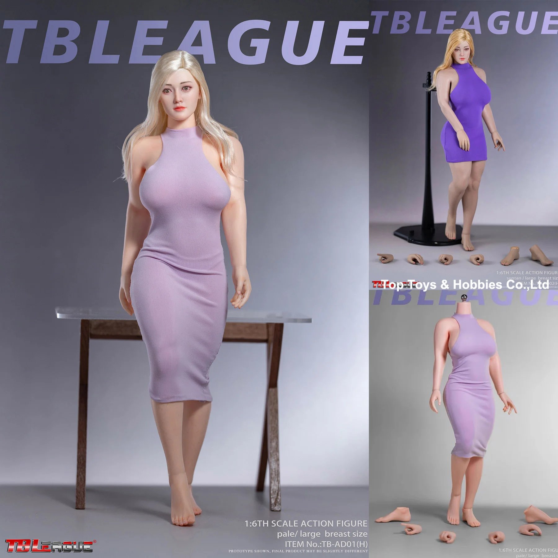 

TBLeague 1/6 Scale TB-AD01&02 Large Breast Seamless Body Super Flexible Female Soldier Action Figure with Detachable Feet Dolls