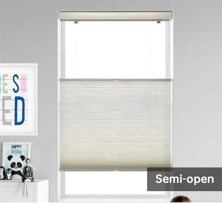 Automatic Bottom-Up Honeycomb Blinds with Remote Control Down and Bottom-Up Cellular Shades Electric Plain Technique