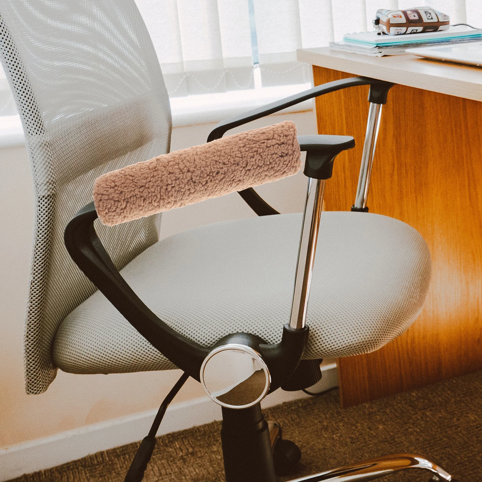 

1 Pair Sheepskin Armrest Covers For Office Chair Gaming Home Desk Chairs Removable Washable Warm Comfortable Pads