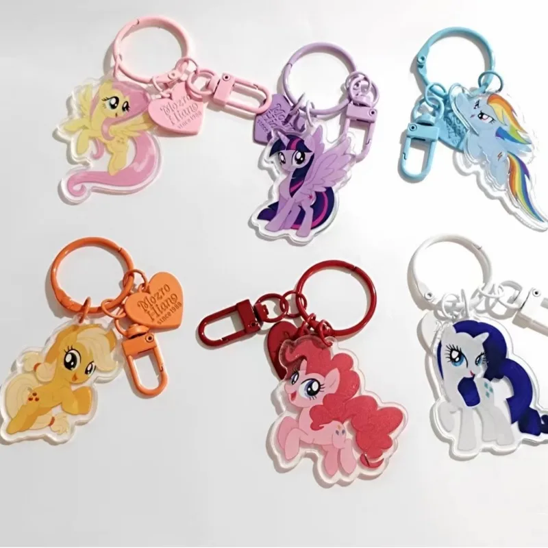 My Little Ponys Children Cartoon Cute Keyring Girls Anime Acrylic Keychain Kids Backpack Charms New Pendant Fashion Jewelry Gift