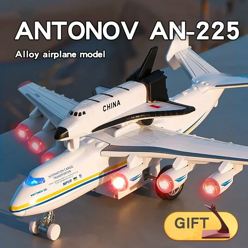 Large Metal Soviet Airlines Antonov An-225 Mriya Max Transport Aircraft Diecast Model Plane Collection Sound Light Toy For Kids