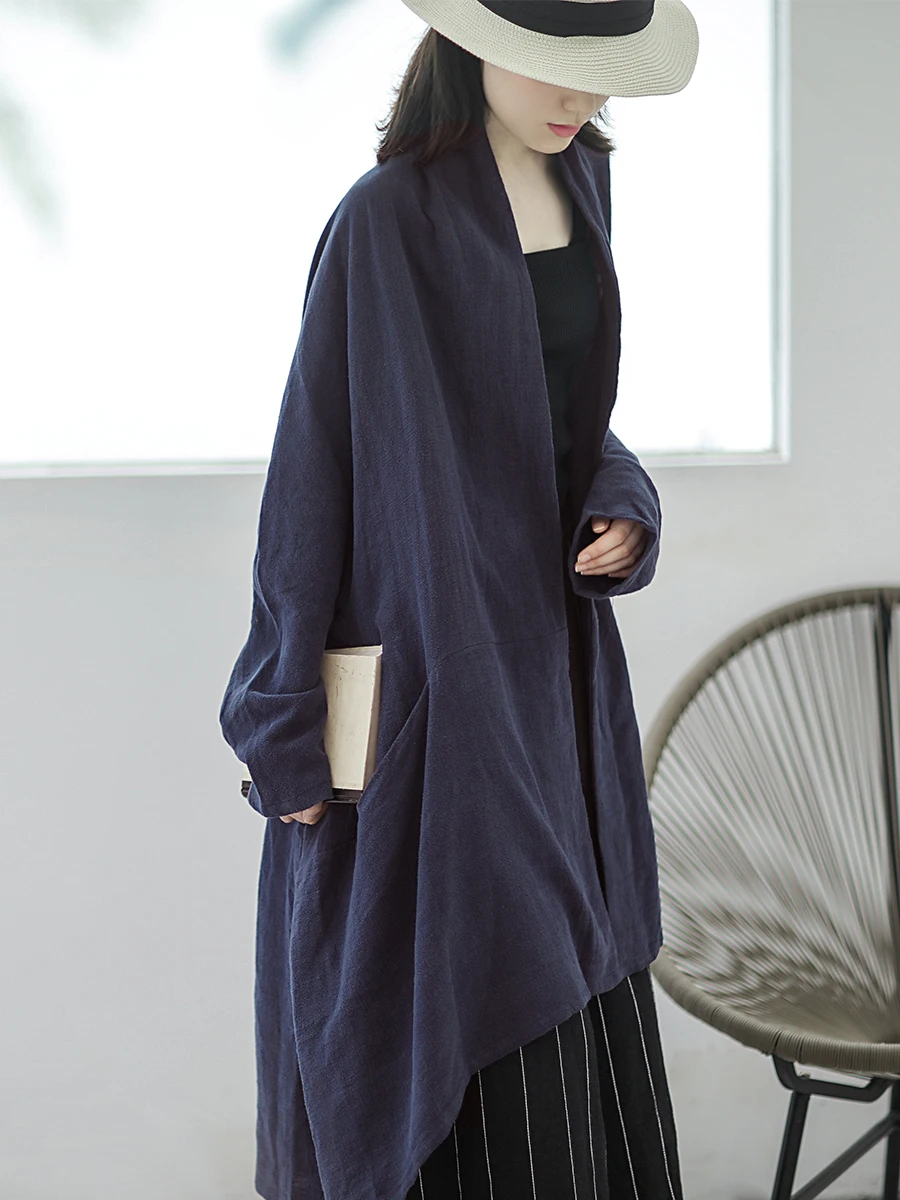 

Loose Linen Batwing Sve Oversize Cardigan Spring Autumn Original Design Lazy Sle Long Coat Outerwear Comfortable Slimming