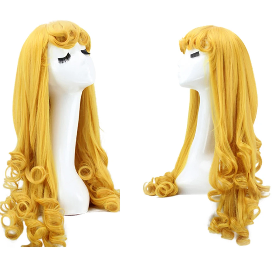 

Парик принцессы Авроры, женские длинные желтые волосы, Спящая красавица, карнавальный костюм, аниме Шипшина, роза, парики для Хэллоуина