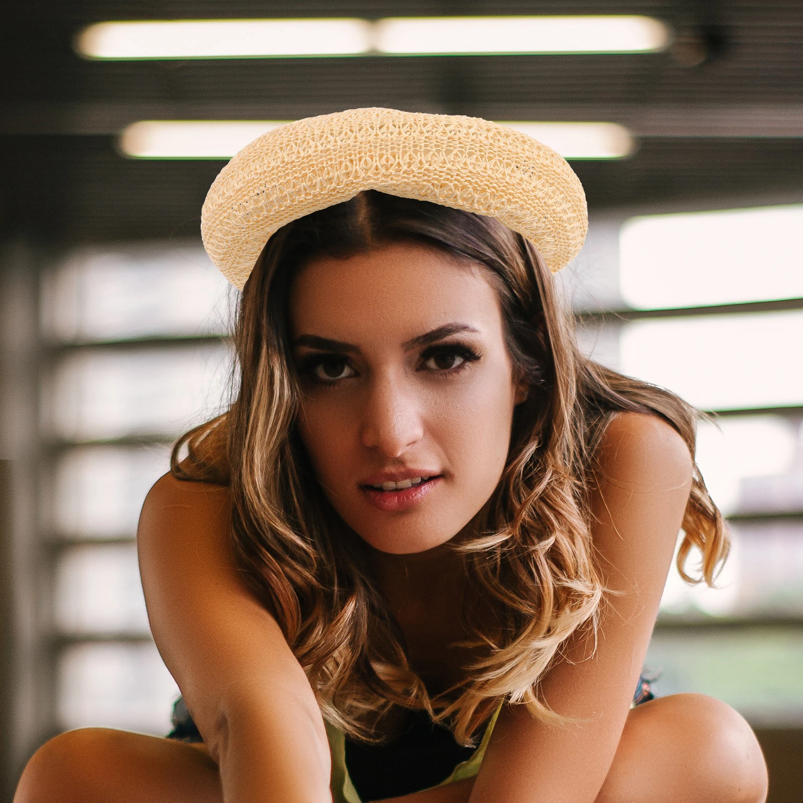 

Straw Beret Hats Women Vintage Hollow Beanie Summer Berets Woven Fashion Comfortable Cotton Linen Spring