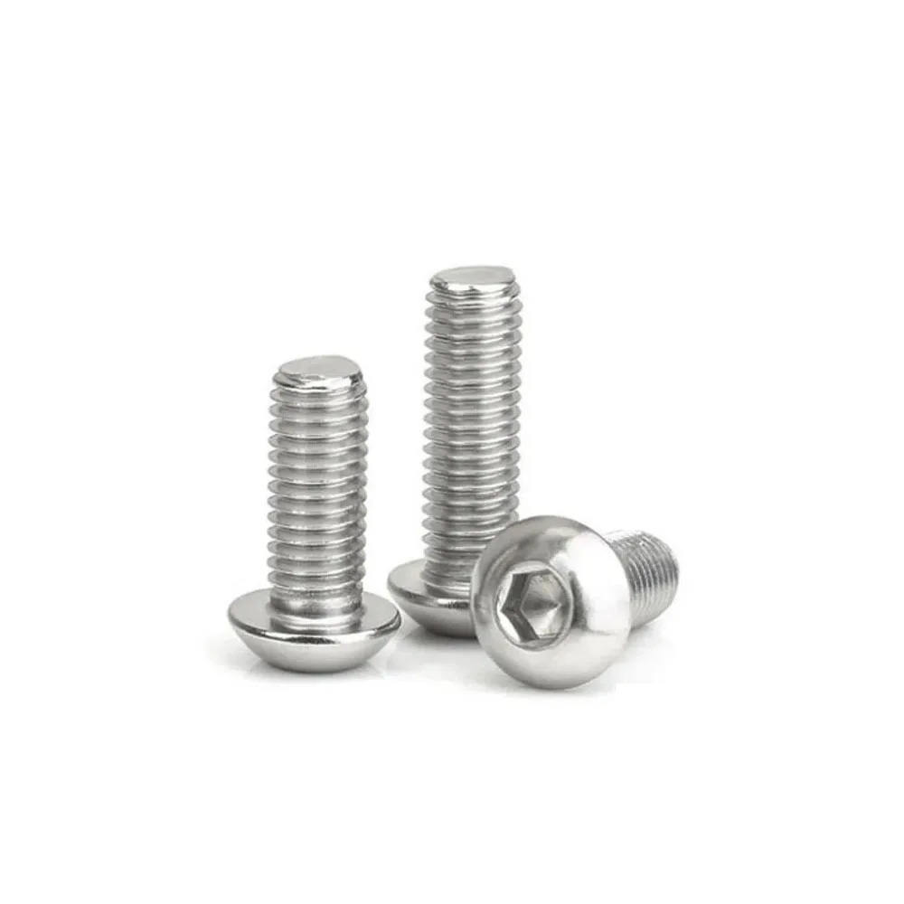 ISO7380 Thread Locking Screws M2 M2.5 M3 M4 M5 M6 M8 304 Round Stainless Steel Hex Socket Button Head Allen Bolt