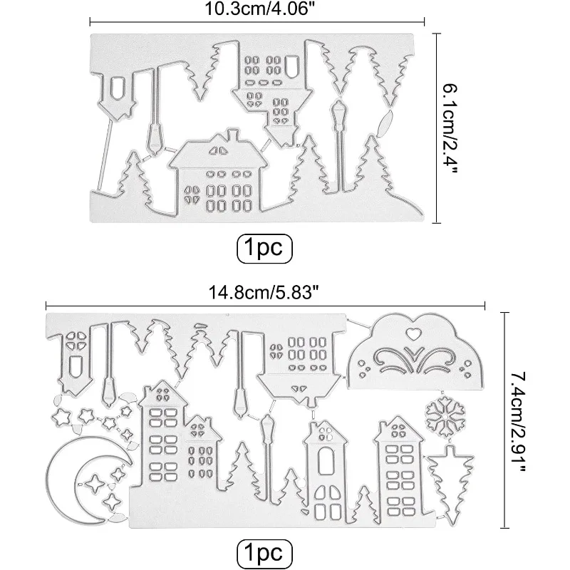 2 szt. Metalowych wykrojników do wycinania dom zimowy na Boże Narodzenie szablony do robienia zaproszenie ślubne do scrapbookingu