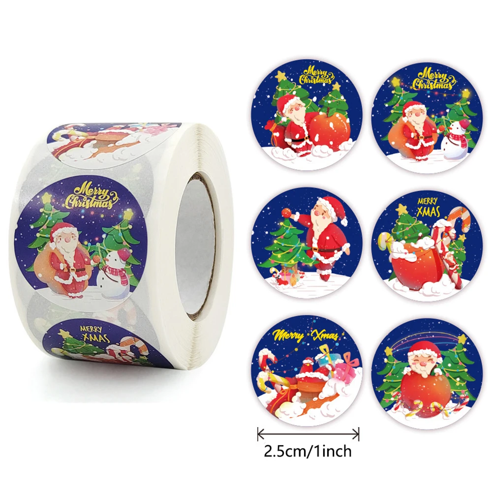 500Pcs/roll Merry Christmas Handmade Sticker Gift Box Package Santa Thank You Stickers Envelope Seal Labels New Year Decor