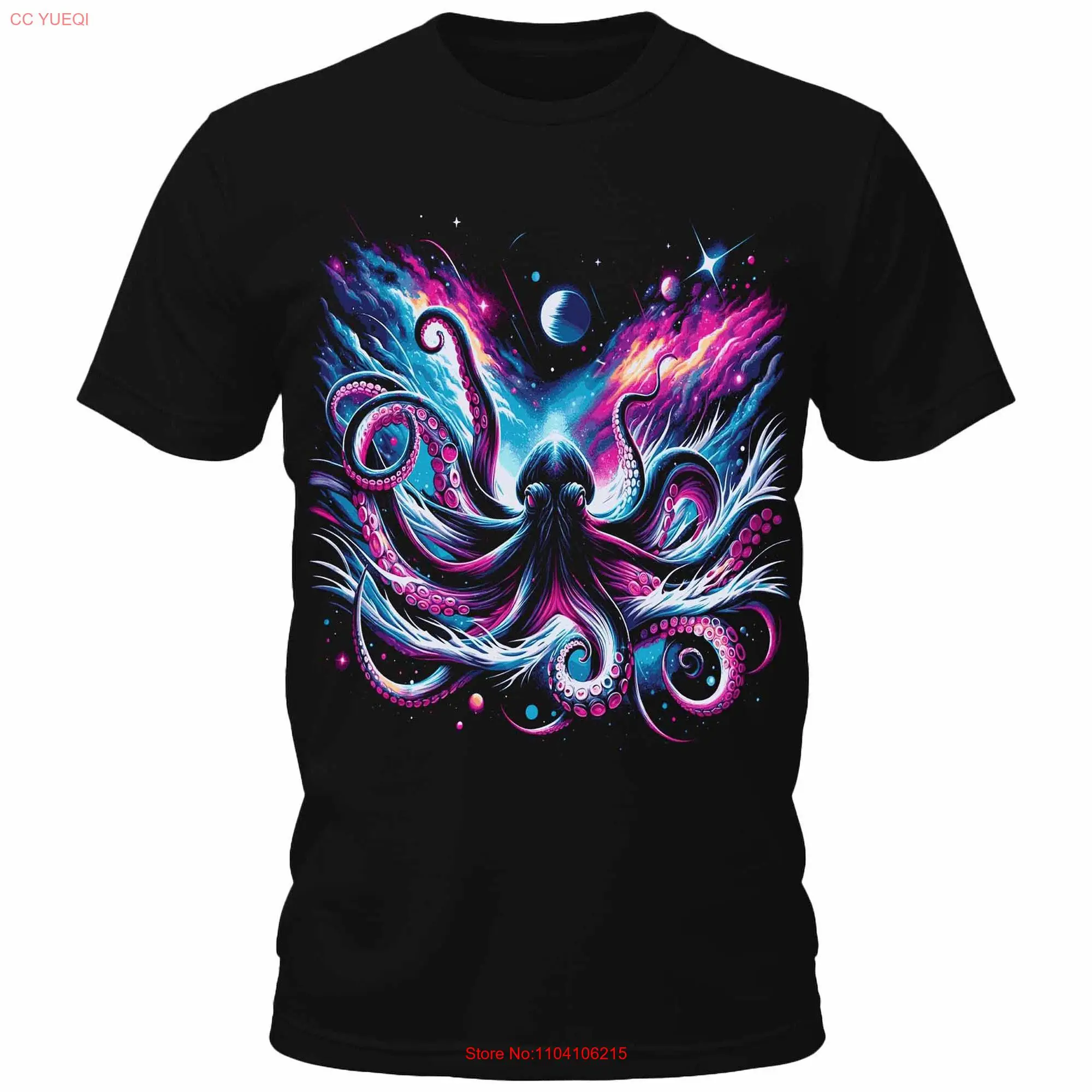 Mens Trendy Outer Space Kraken T Shirt Cool Premium Dad s Fathers Day for Him Psychedelic long or short sleeves