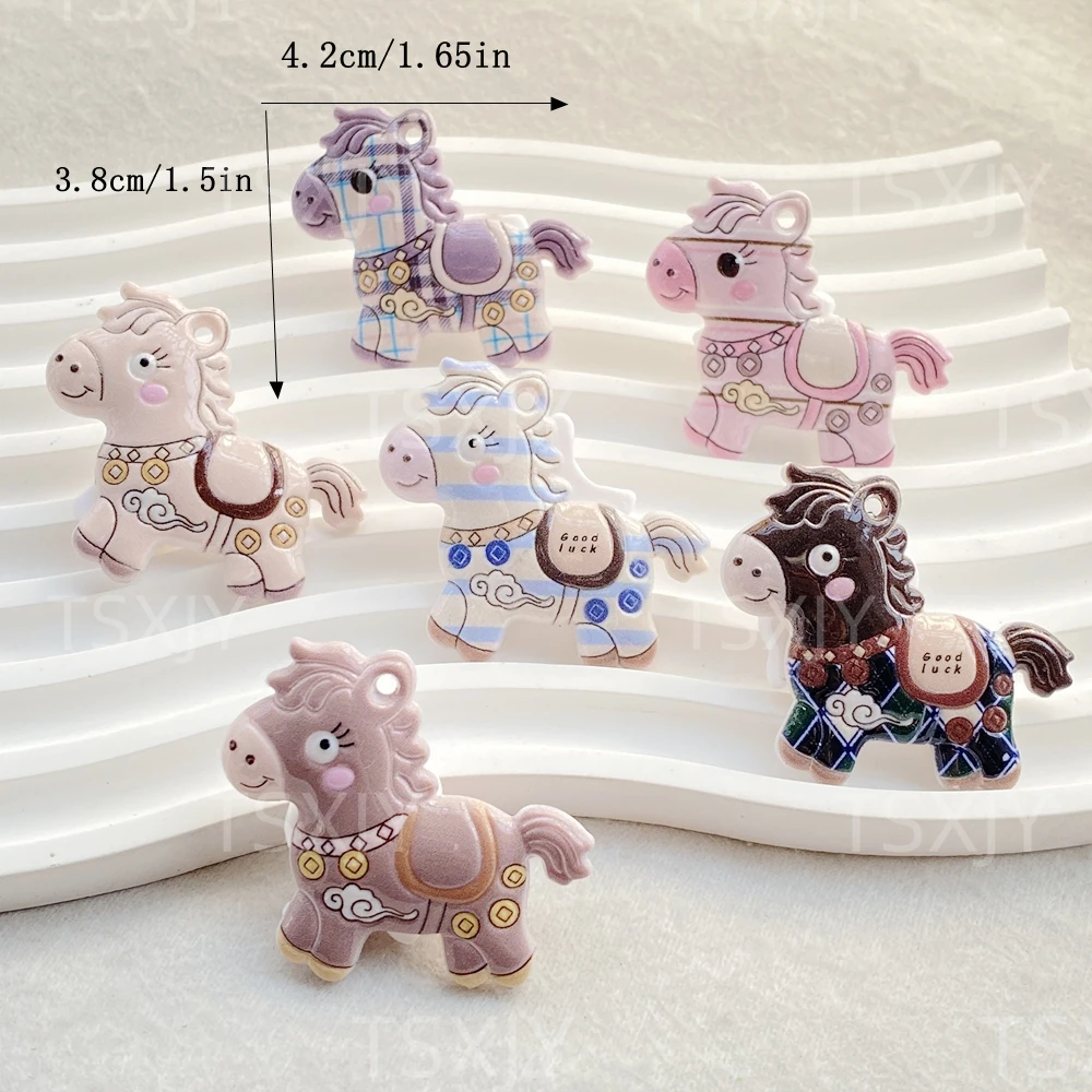 6PCS New Cute cartoon animal pony Flat back Cabochon Stone Scrapbook DIY Decor Figurines Crafts Accessories