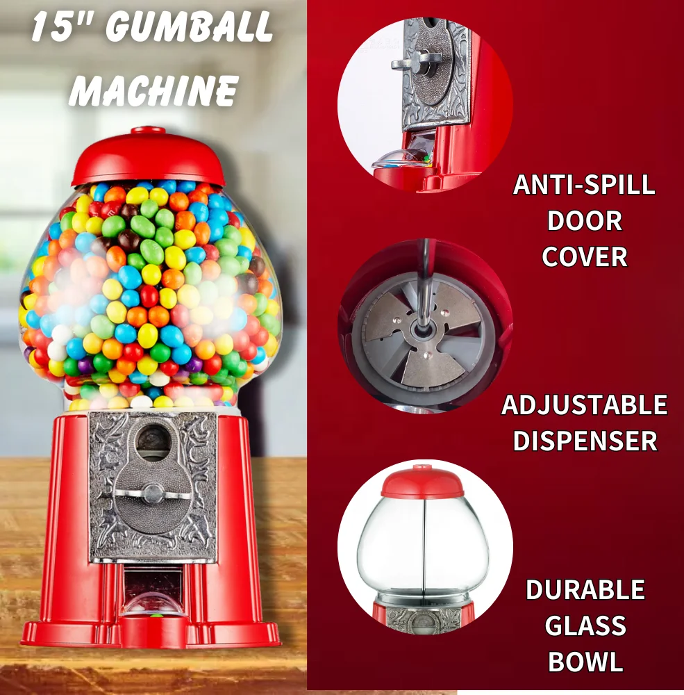 Macchina per gomme da festa dolce in metallo rosso, casa vintage