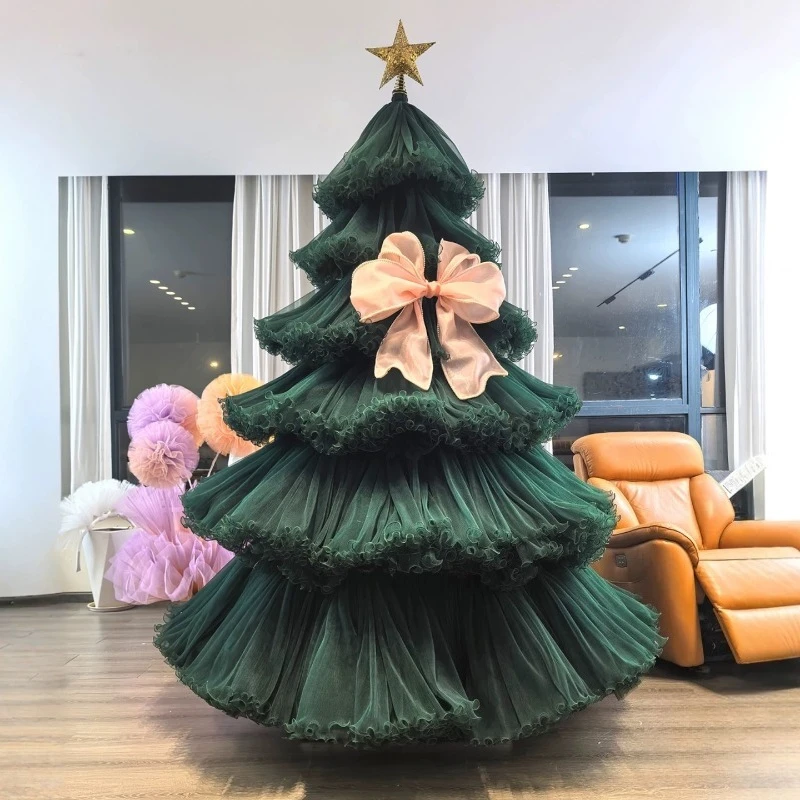 

Рождественская елка, съемная сетчатая ткань высотой 2,5 метра, декоративное моделирование, зеленый, праздничный, ручная работа, сделай сам