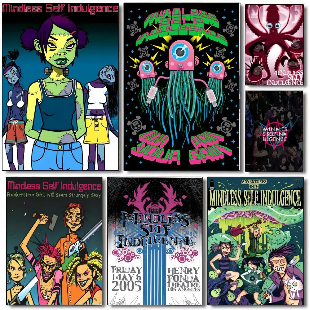 M-Mindless Self Indulgence Band Poster Sticky Painting Prints Wall Art Waterproof Home Living Bed Room Bar Cafe Aesthetic Decor
