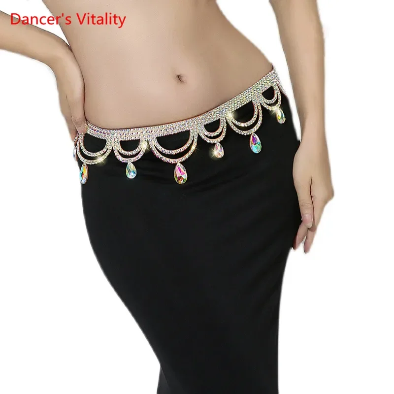 Belly Dance Belt Diamond-Studded Manual Waist Chain Oriental Dancing Female Adult Temperament Rhinestone Performance Accessories