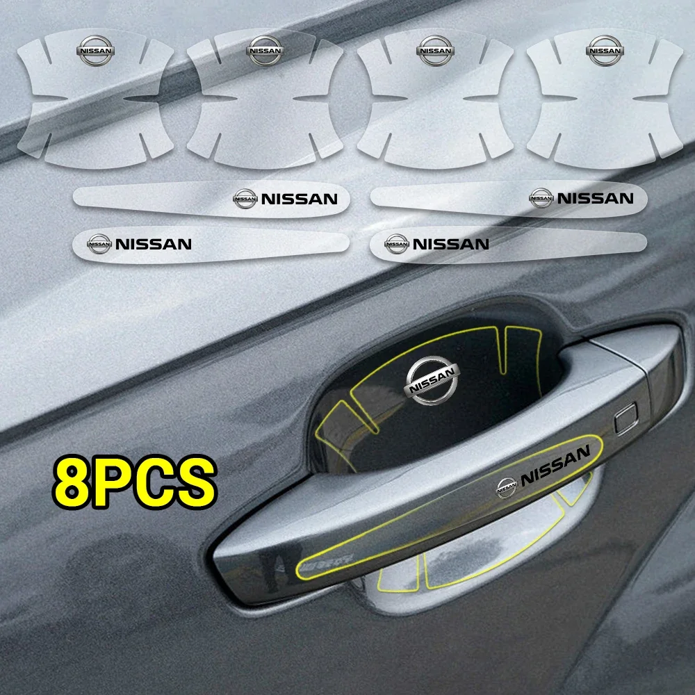 4/8Pcs Transparent Car Door Handle Protective Film Anti Scratch Stickers Fit For Nissan Nismo X-Trail J11 Qashqai Sylphy Leaf Ti