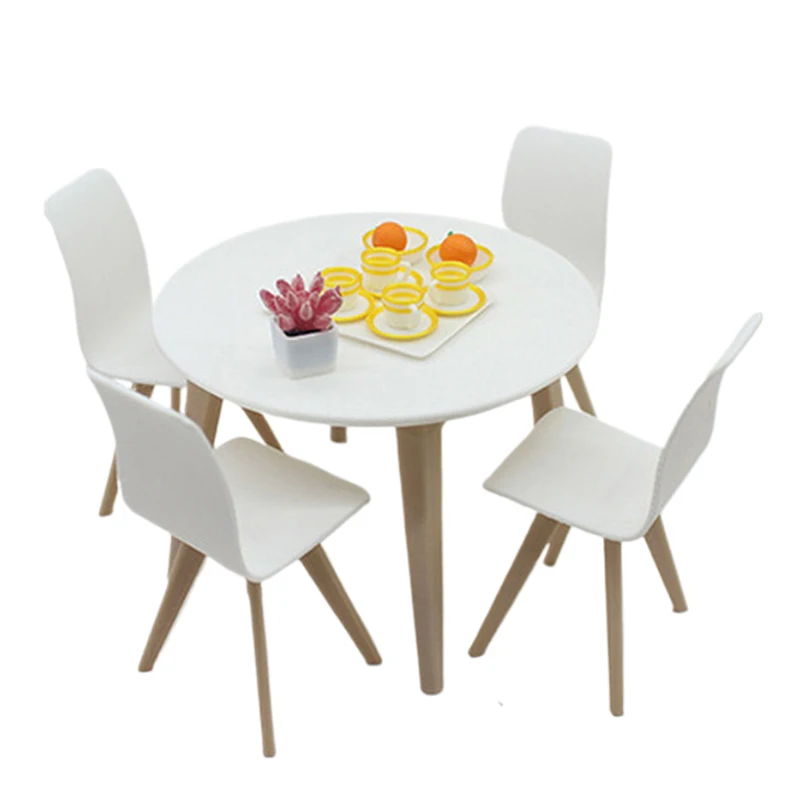 

Миниатюра кукольного домика: стол и стулья, обеденная сцена; Модель, аксессуары для фотосессии; Мини-стулья со спинкой