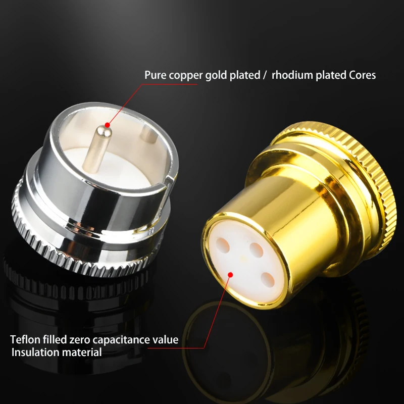 2pcs Protective Cover Gilded Covers Dust Cap Shielded Anti-oxidation for Noise Stopper RCA XLR Plug Female/Male Socket Connector