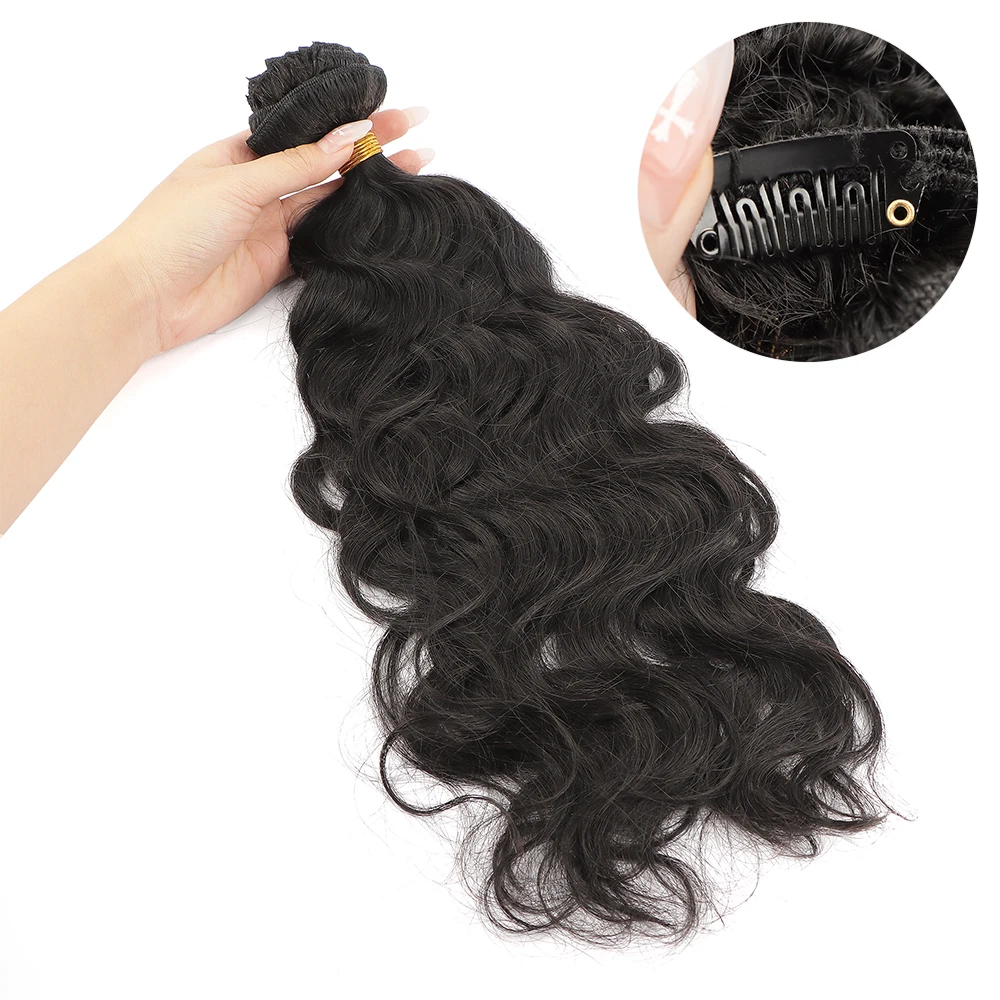 AHVAST natural wave100g clip in weft hair extension natural color human hair 100% virgin hair weft extensions