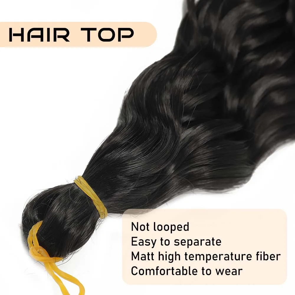30inchs 1/3/5pcs Long Curly Braiding Hair for Knotless Boho Braids Synthetic Ocean/Deep Wave Crochet Hair Extensions For Women
