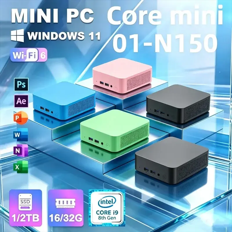 High‑Performance Mini Desktop PC 2026 New Light Core N150 Mini PC 1TB/2TB SSD Large RAM Diverse Ports Portable Desktop Computer