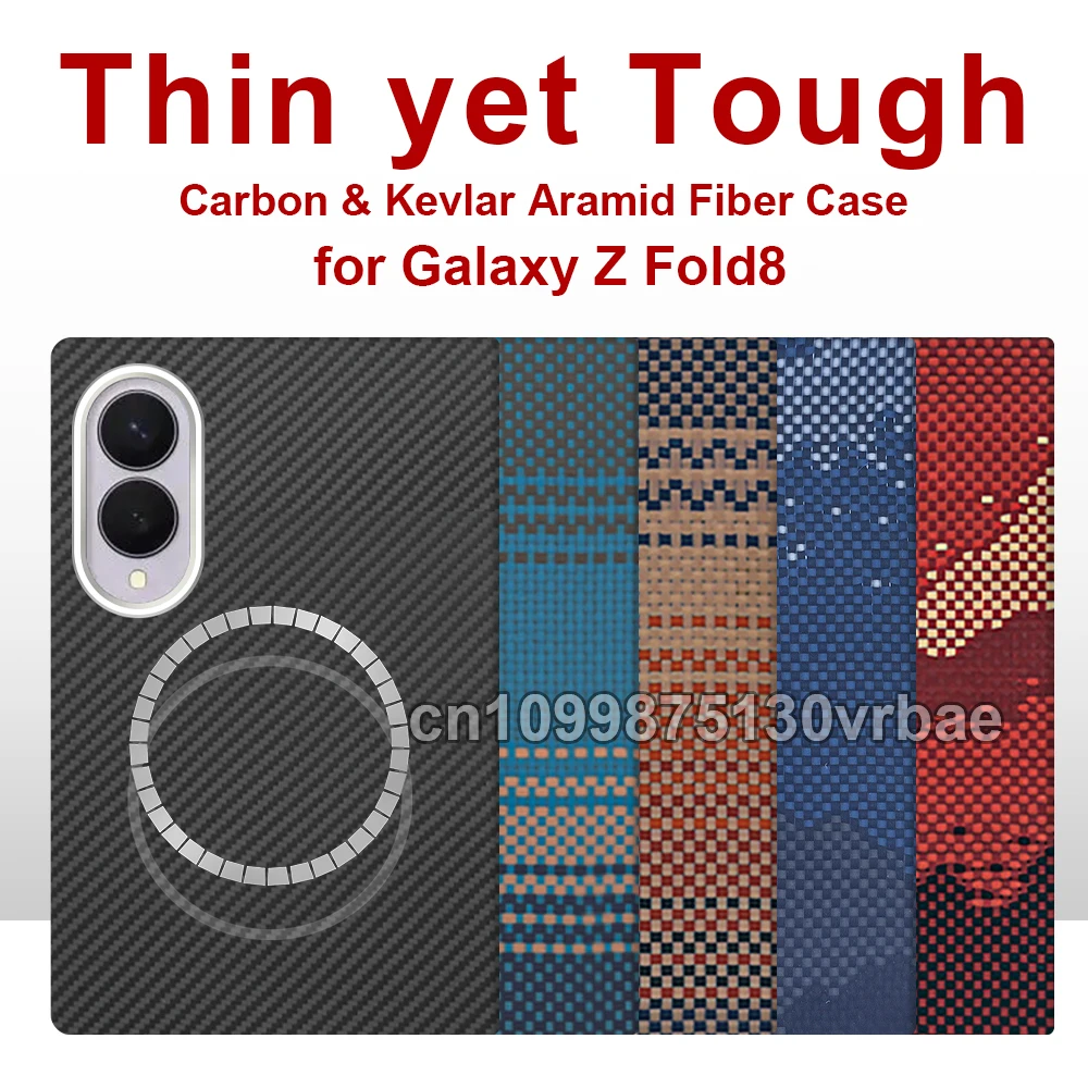 Für Samsung Galaxy Z Fold 8 Wide Case Carbon 600D Kevlar Aramidfaser-Gewebe Dünne Hartschale Magnetisch Schwarz Slimlight Premium