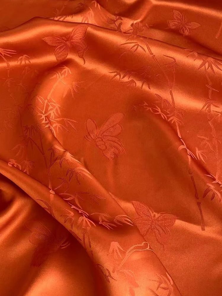 Jacquard Satin Real Silk Interwoven Fabric Heavy Crepe Cheongsam Chinese Style Clothing Cloth